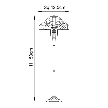 Endon 64383 - Lámpara de pie Tiffany WILLIOW 2xE27/60W/230V, diámetro 42,5 cm