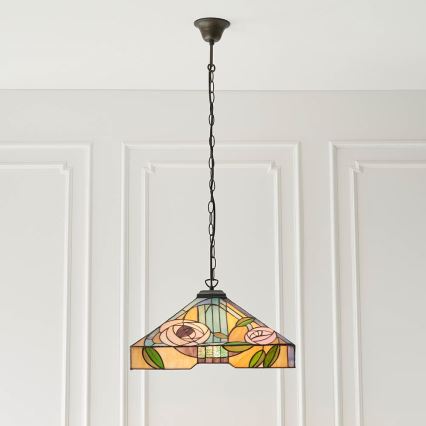 Endon 64384 - Lámpara colgante con cadena Tiffany WILLOW 3xE27/60W/230V