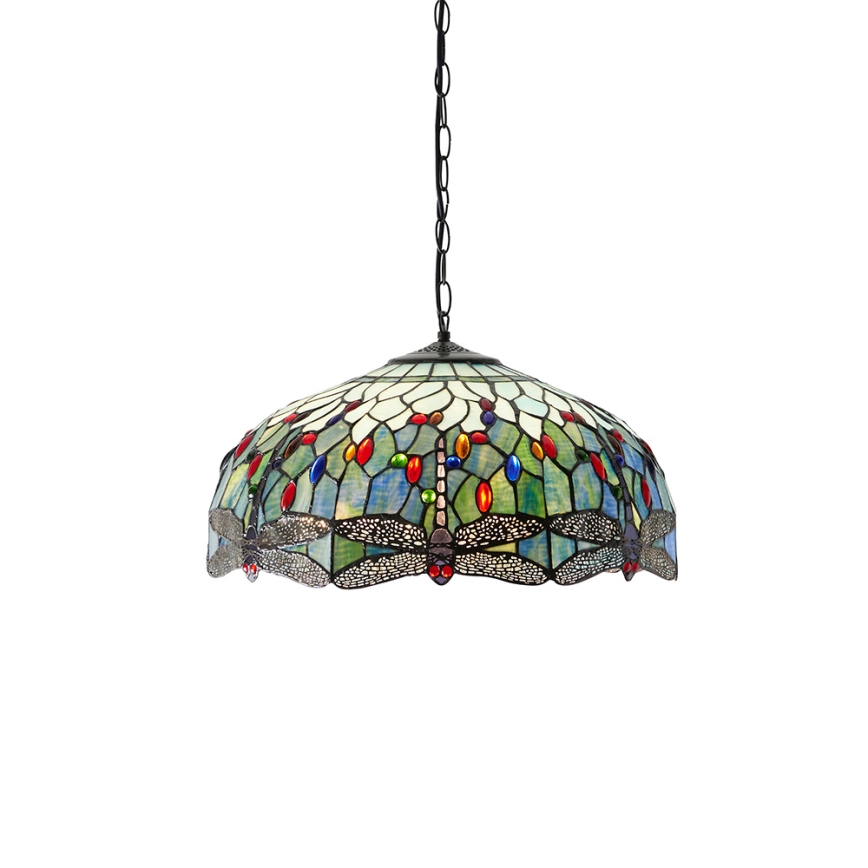 Endon 66148 - Lámpara colgante con cadena Tiffany DRAGONFLY 3xE27/60W/230V diámetro 50 cm
