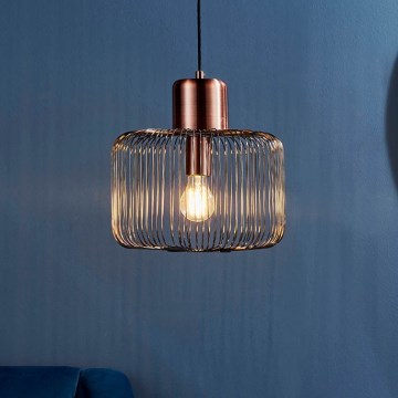 Endon 68986 - Lámpara colgante NICOLA con cable 1xE27/40W/230V, acabado en cobre