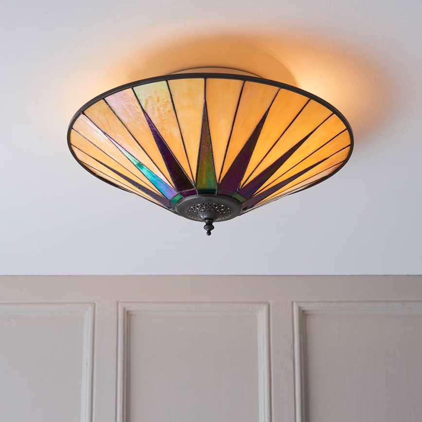 Endon 70240 - Lámpara de techo Tiffany DARK STAR 2xE27/40W/230V Ø 49 cm