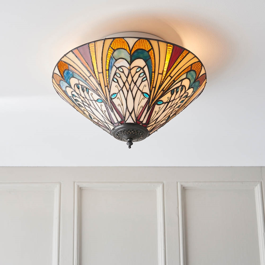 Endon 70241 - Lámpara de techo Tiffany HECTOR 2xE27/60W/230V Ø 40 cm