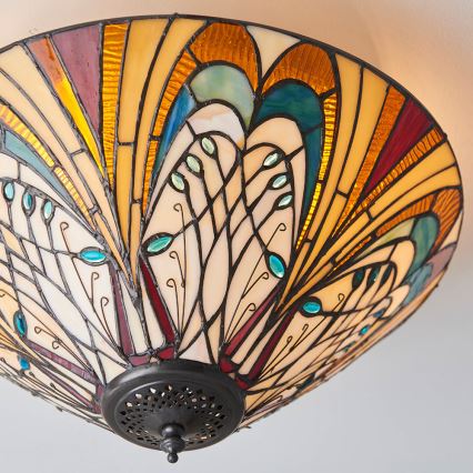 Endon 70241 - Lámpara de techo Tiffany HECTOR 2xE27/60W/230V Ø 40 cm
