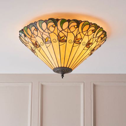 Endon 70706 - Lámpara de techo Tiffany JAMELIA 2xE27/60W/230V Ø 50 cm