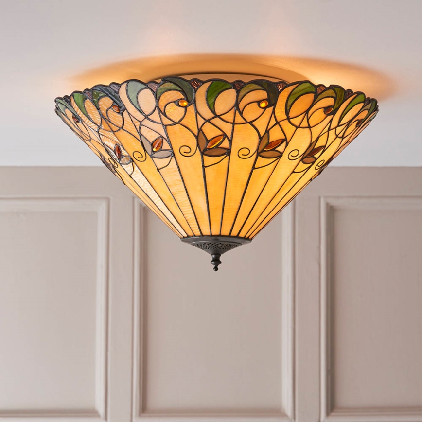 Endon 70706 - Lámpara de techo Tiffany JAMELIA 2xE27/60W/230V Ø 50 cm