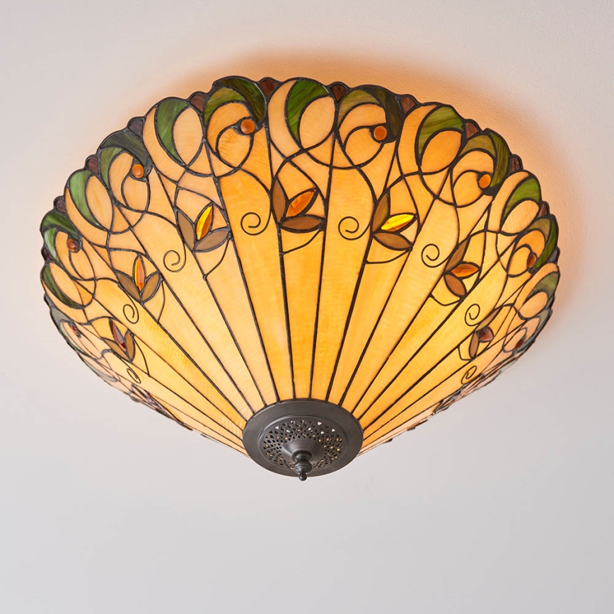 Endon 70706 - Lámpara de techo Tiffany JAMELIA 2xE27/60W/230V Ø 50 cm