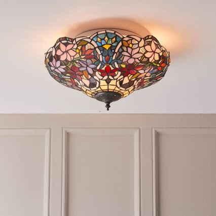 Endon 70709 - Lámpara de techo Tiffany SULLIVAN 2xE27/60W/230V diámetro 40 cm