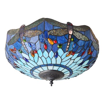Endon 70722 - Lámpara de techo Tiffany DRAGONFLY 2xE27/60W/230V diámetro 41 cm