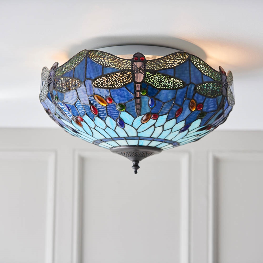 Endon 70722 - Lámpara de techo Tiffany DRAGONFLY 2xE27/60W/230V diámetro 41 cm