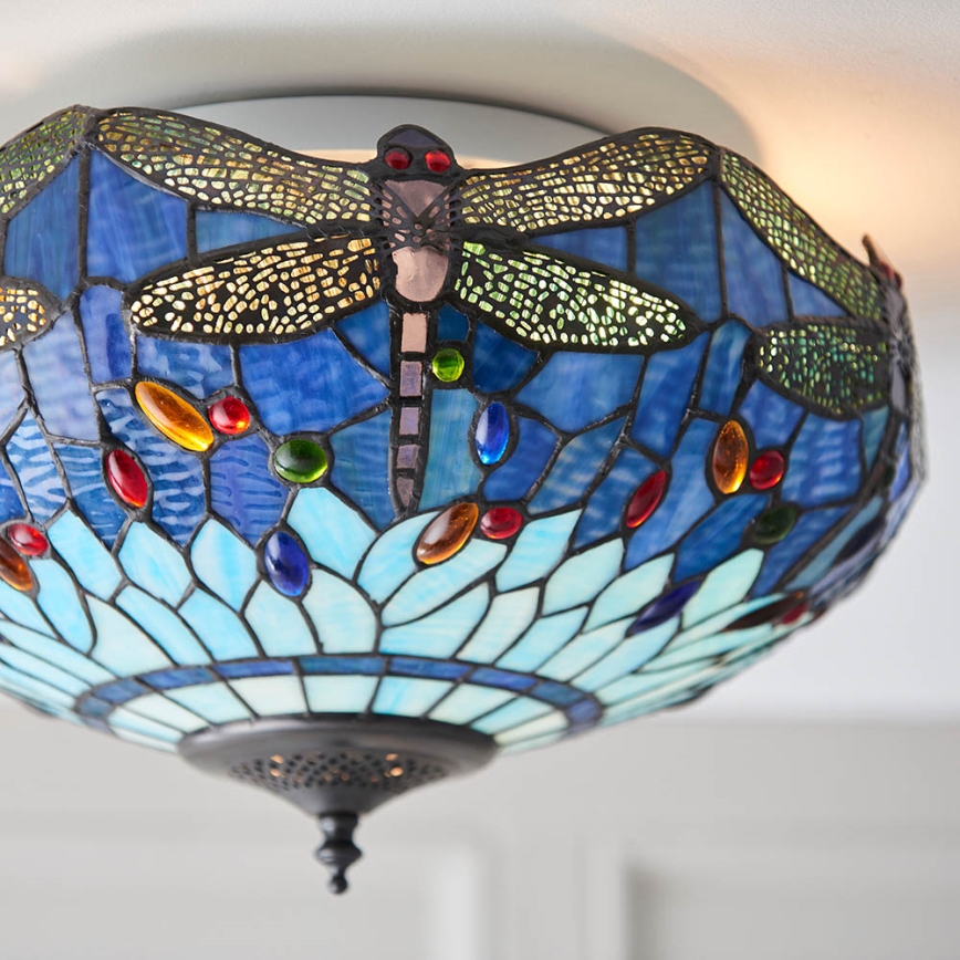 Endon 70722 - Lámpara de techo Tiffany DRAGONFLY 2xE27/60W/230V diámetro 41 cm