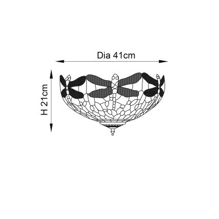 Endon 70722 - Lámpara de techo Tiffany DRAGONFLY 2xE27/60W/230V diámetro 41 cm