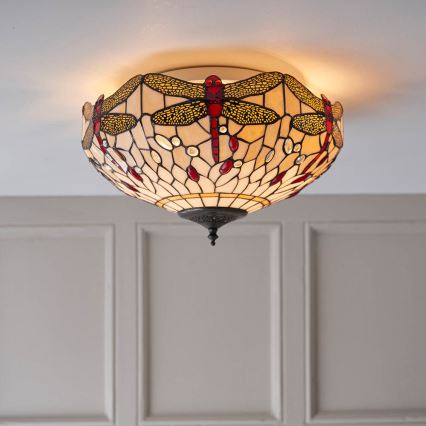 Endon 70723 - Lámpara de techo estilo Tiffany DRAGONFLY 2xE27/60W/230V Ø 41 cm
