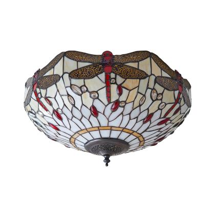 Endon 70723 - Lámpara de techo estilo Tiffany DRAGONFLY 2xE27/60W/230V Ø 41 cm