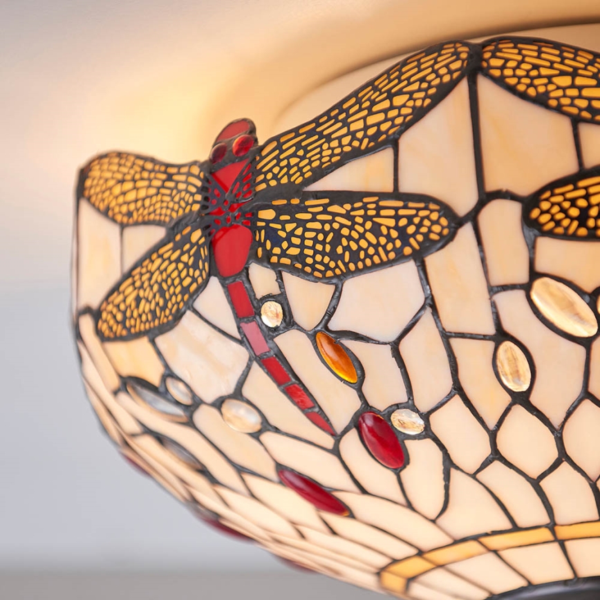 Endon 70723 - Lámpara de techo estilo Tiffany DRAGONFLY 2xE27/60W/230V Ø 41 cm