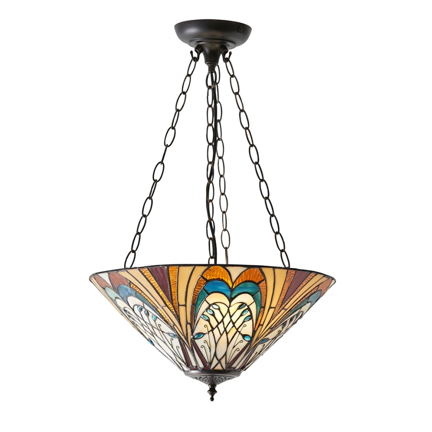 Endon 70750 - Lámpara de araña Tiffany HECTOR con cadena 3xE27/60W/230V Ø 40 cm