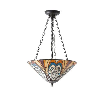 Endon 70750 - Lámpara de araña Tiffany HECTOR con cadena 3xE27/60W/230V Ø 40 cm