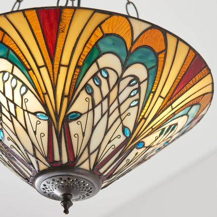 Endon 70750 - Lámpara de araña Tiffany HECTOR con cadena 3xE27/60W/230V Ø 40 cm