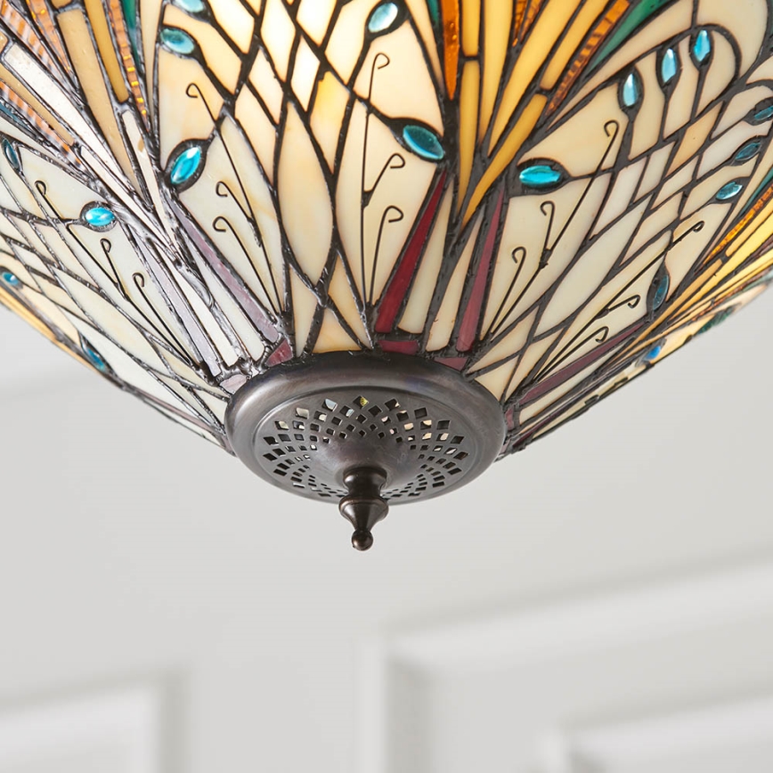 Endon 70750 - Lámpara de araña Tiffany HECTOR con cadena 3xE27/60W/230V Ø 40 cm