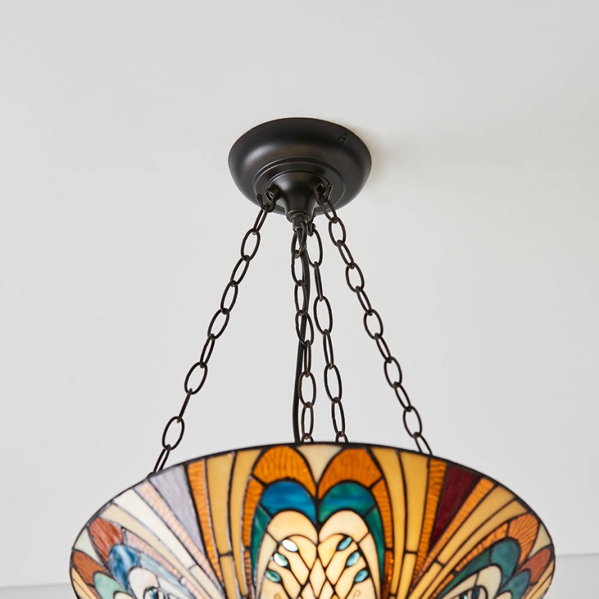 Endon 70750 - Lámpara de araña Tiffany HECTOR con cadena 3xE27/60W/230V Ø 40 cm