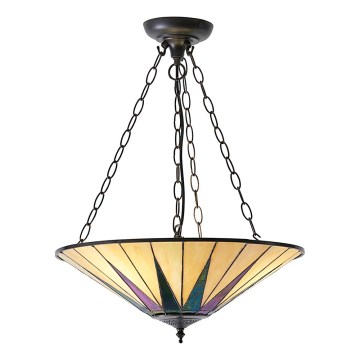 Endon 70754 - Lámpara colgante con cadena Tiffany DARK STAR 3xE27/60W/230V Ø 49 cm