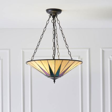 Endon 70754 - Lámpara colgante con cadena Tiffany DARK STAR 3xE27/60W/230V Ø 49 cm