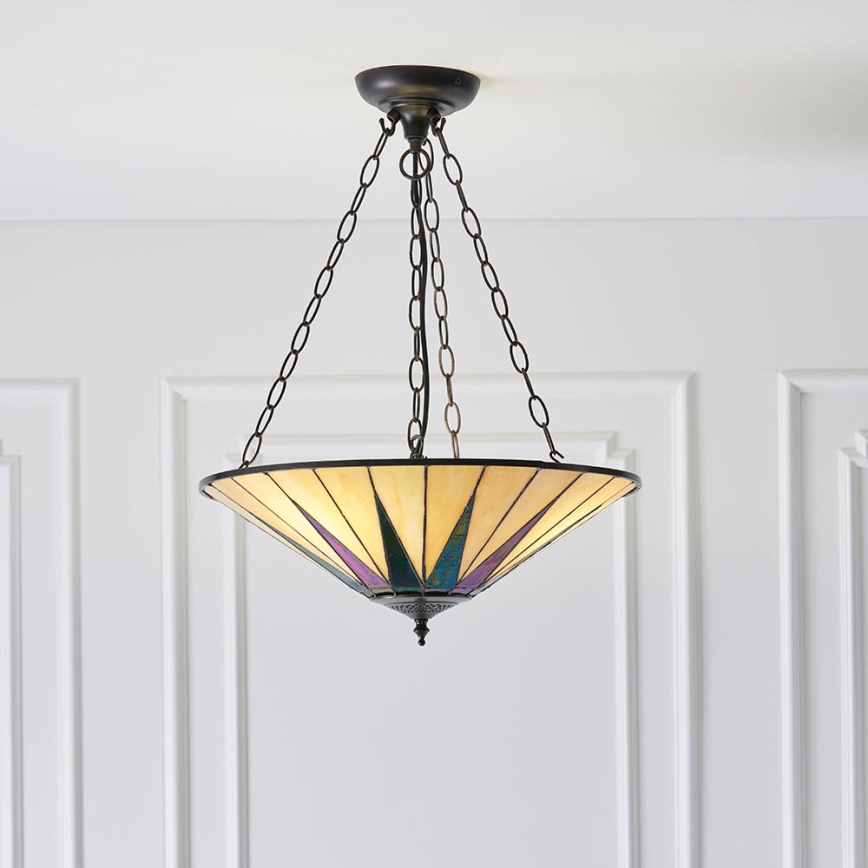 Endon 70754 - Lámpara colgante con cadena Tiffany DARK STAR 3xE27/60W/230V Ø 49 cm