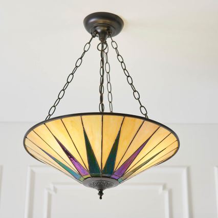 Endon 70754 - Lámpara colgante con cadena Tiffany DARK STAR 3xE27/60W/230V Ø 49 cm