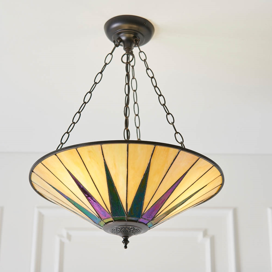 Endon 70754 - Lámpara colgante con cadena Tiffany DARK STAR 3xE27/60W/230V Ø 49 cm