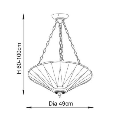 Endon 70754 - Lámpara colgante con cadena Tiffany DARK STAR 3xE27/60W/230V Ø 49 cm