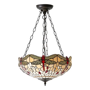 Endon 70759 - Lámpara colgante con cadena Tiffany DRAGONFLY 3xE27/60W/230V Ø 41 cm