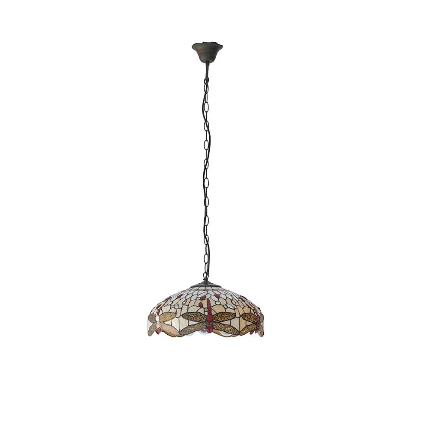 Endon 70824 - Lámpara colgante con cadena Tiffany DRAGONFLY, 3xE27/60W/230V, Ø 41 cm
