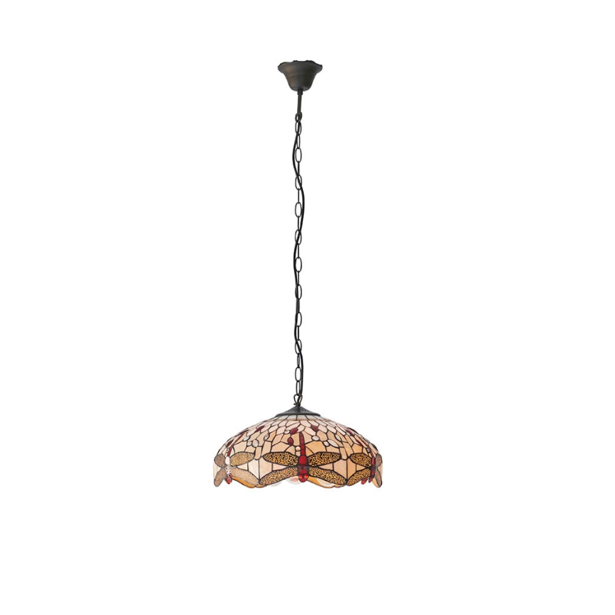 Endon 70824 - Lámpara colgante con cadena Tiffany DRAGONFLY, 3xE27/60W/230V, Ø 41 cm