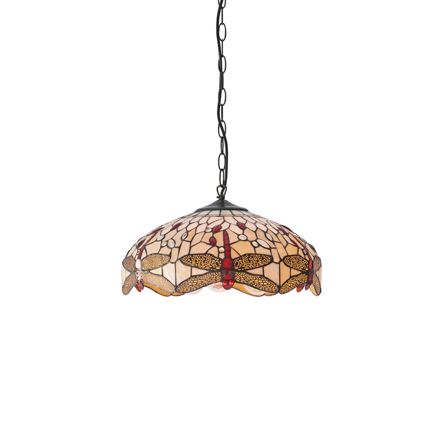 Endon 70824 - Lámpara colgante con cadena Tiffany DRAGONFLY, 3xE27/60W/230V, Ø 41 cm
