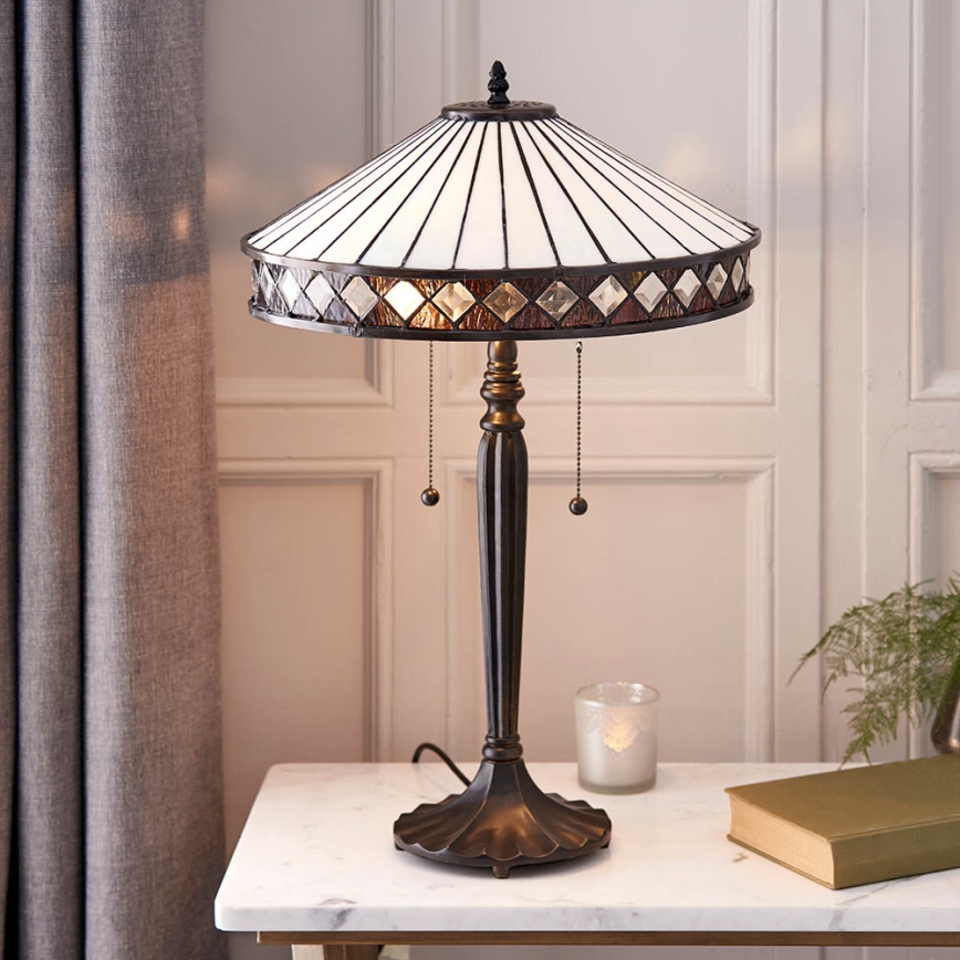 Endon 70935 - Lámpara de mesa Tiffany FARGO 2xE27/60W/230V diámetro 41,5 cm