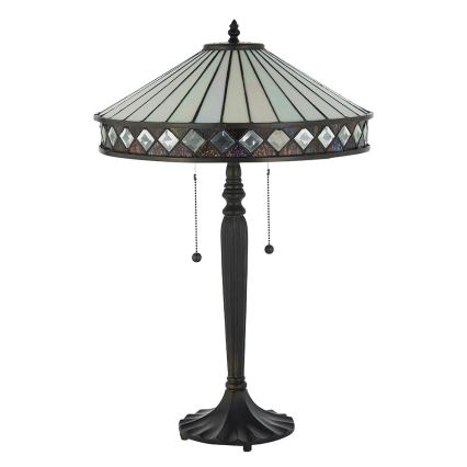 Endon 70935 - Lámpara de mesa Tiffany FARGO 2xE27/60W/230V diámetro 41,5 cm