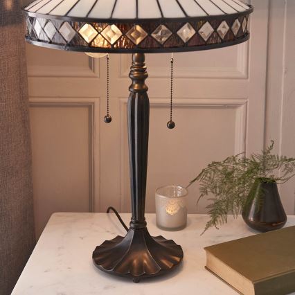 Endon 70935 - Lámpara de mesa Tiffany FARGO 2xE27/60W/230V diámetro 41,5 cm