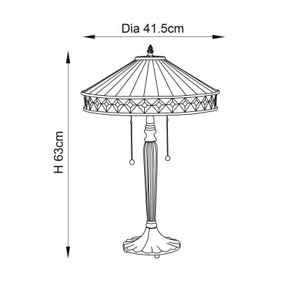 Endon 70935 - Lámpara de mesa Tiffany FARGO 2xE27/60W/230V diámetro 41,5 cm