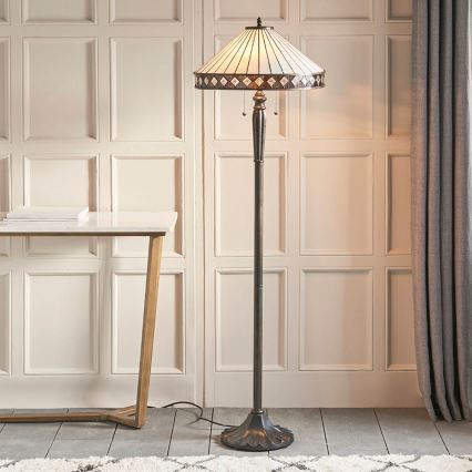 Endon 70936 - Lámpara de pie Tiffany FARGO 2xE27/60W/230V Ø 50 cm