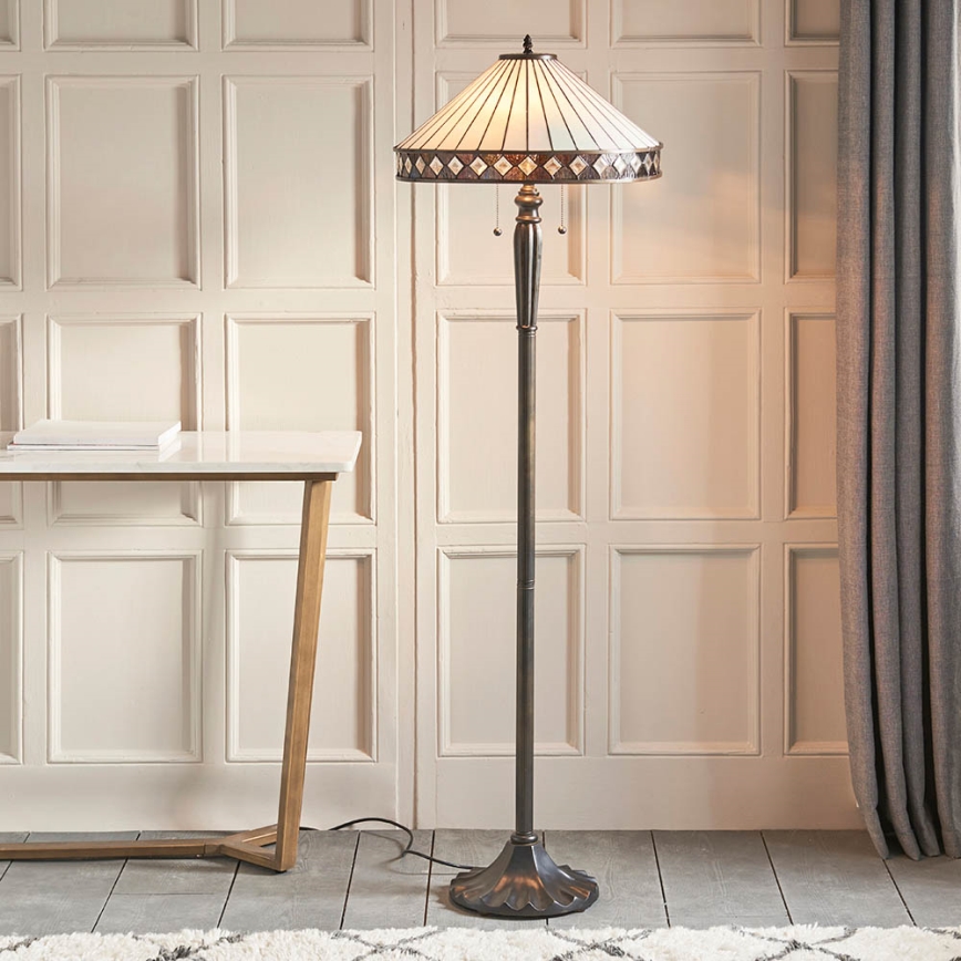 Endon 70936 - Lámpara de pie Tiffany FARGO 2xE27/60W/230V Ø 50 cm
