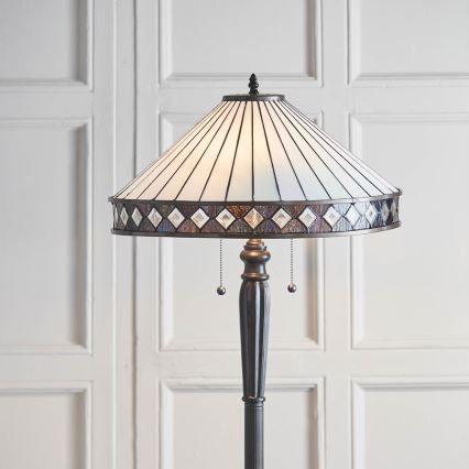 Endon 70936 - Lámpara de pie Tiffany FARGO 2xE27/60W/230V Ø 50 cm
