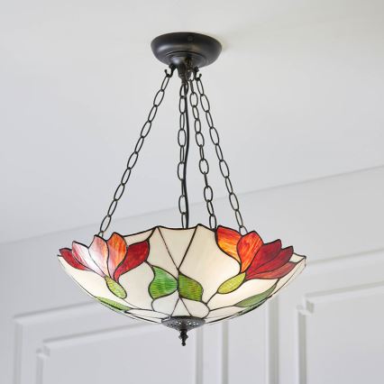 Endon 70946 - Lámpara colgante con cadena Tiffany BOTANICA 3xE27/60W/230V Ø 45 cm