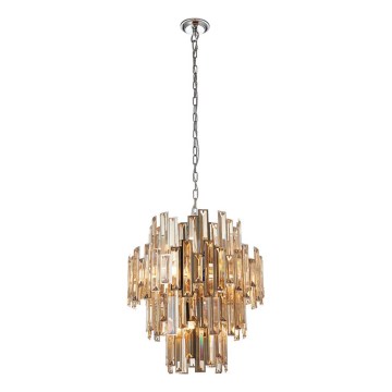 Endon 72744 - Lámpara de araña de cristal con cadena VIVIANA 12xE14/40W/230V cromo brillante/humo