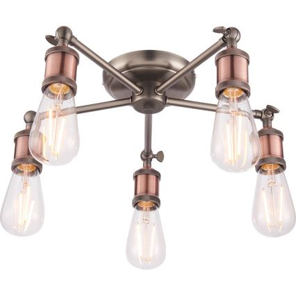 Endon 76336 - Lámpara de focos HAL 5xE27/40W/230V cromo mate/cobre