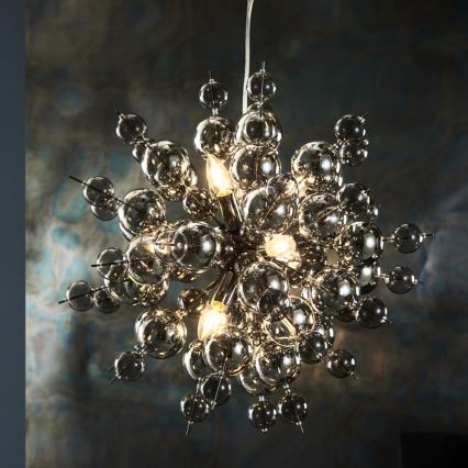 Endon 81583 - Lámpara colgante con cable JOULES 9xE14/7W/230V cromo brillante/vidrio ahumado
