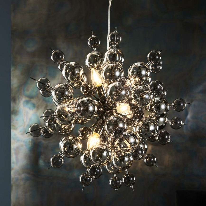 Endon 81583 - Lámpara colgante con cable JOULES 9xE14/7W/230V cromo brillante/vidrio ahumado