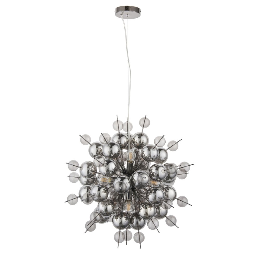Endon 81583 - Lámpara colgante con cable JOULES 9xE14/7W/230V cromo brillante/vidrio ahumado