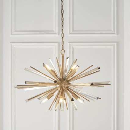 Endon 81935 - Lámpara de araña colgante con cadena 8xE14/40W/230V dorada