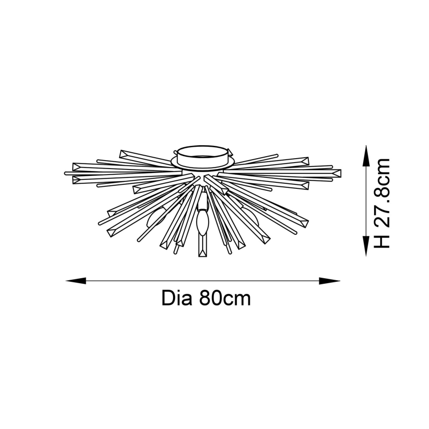 Endon 81937 - Lámpara de techo 4xE14/40W/230V, diámetro 80 cm, acabado dorado