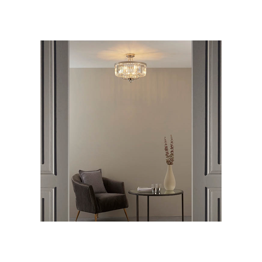 Endon 90264 - Lámpara de techo de superficie CHESTERFIELD 3xE14/6W/230V Ø 45 cm cromo brillante