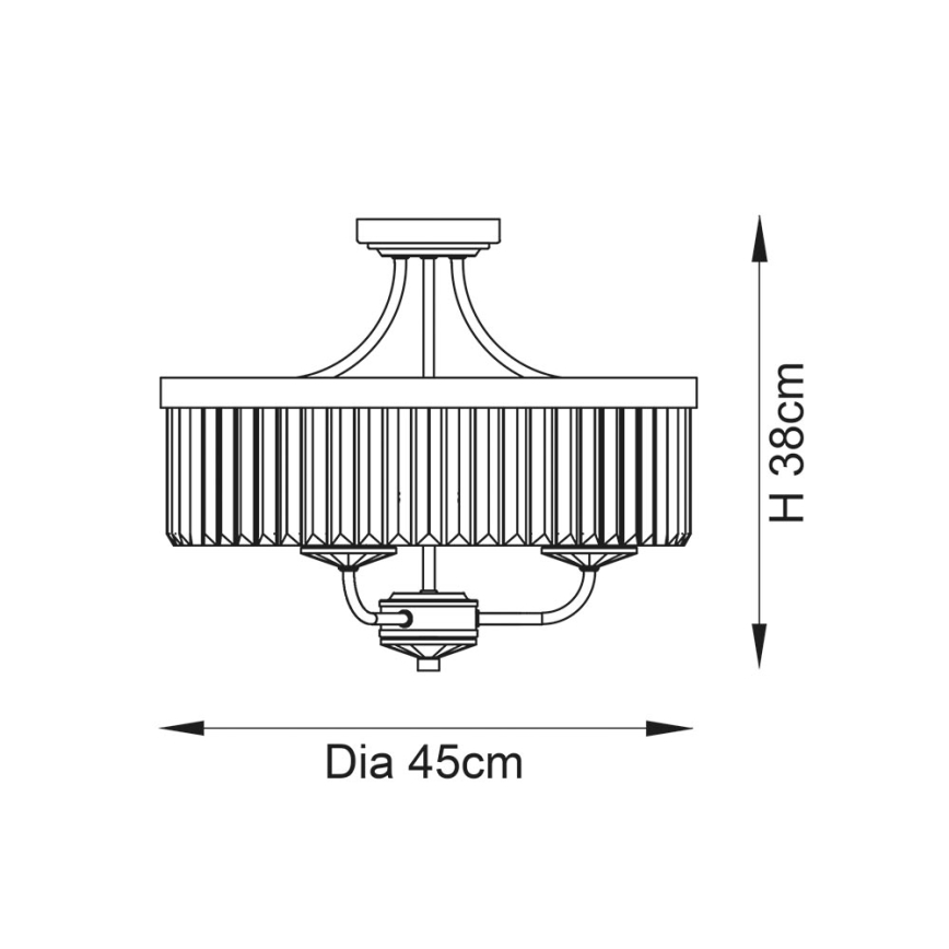 Endon 90264 - Lámpara de techo de superficie CHESTERFIELD 3xE14/6W/230V Ø 45 cm cromo brillante